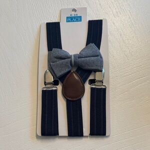 Place Kids Black Suspenders and Gray Bow Tie Set